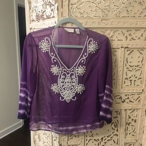Chico’s Purple Beaded Top Size 0 Small